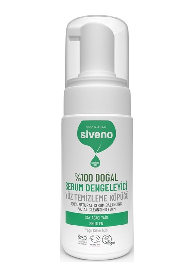 Siveno%100 Doğal Yüz Temizleme Köpüğü Yağlı Ciltler İçin Makyaj Siyah Nokta Sivilce Vegan 100 Ml