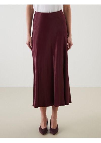 Lcwaıkıkı Classic Bordo Beli Lastikli Saten Etek