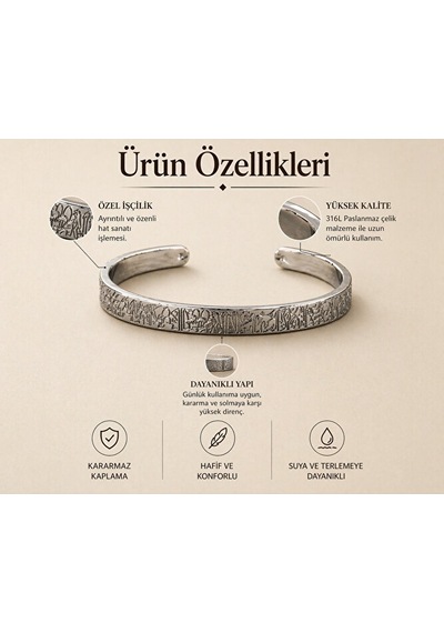 Gümüş Rengi Ayarlanabilir Bileklik Kararmaz Kaplama Modern Desenl Çok Renkli