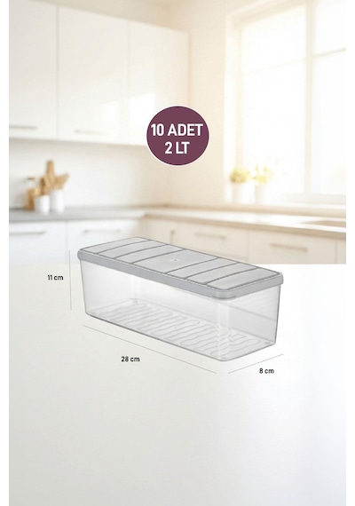 Selka Home 10 Adet 2 Lt. Nora Organizer Buzdolabı Buzluk Düzenleyici Saklama Kabı