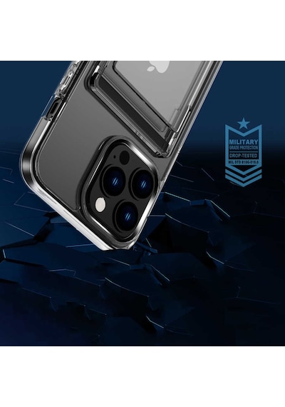 Apple Uyumlu iPhone 13 Pro Kılıf Zore Ensa Kartlık Bölmeli Şeffaf Kılıf Renksiz