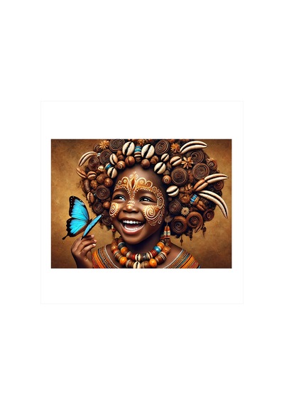 Gülümseyen Afrika Çocuk Model Mdf Tablo