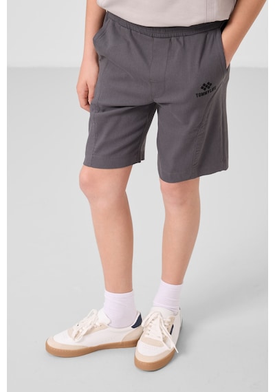 Taş-antrasit Pamuklu Oversize Fit Dokuma Hafif Esnek Chino Erkek Çocuk Şort Takım - 11276 Taş