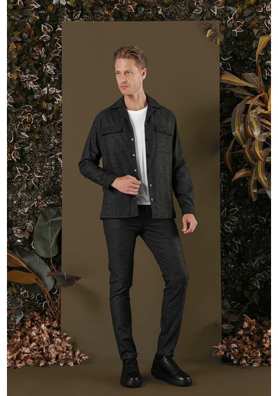 Efor G 1560 Slim Fit Siyah Klasik Gömlek Siyah