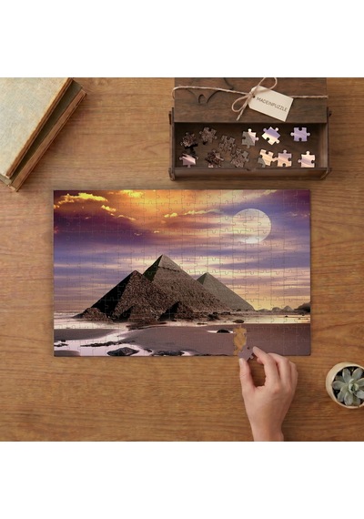 Mısır - Piramitler - Günbatımı Tasarımı 240 Parça Ahşap Puzzle Ahşap Kutuda Mpy20162