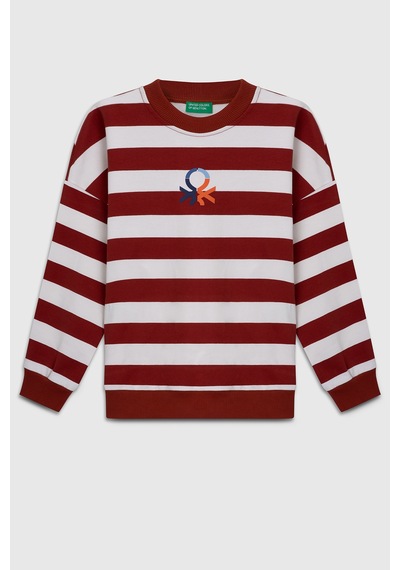 United Colors Of Benetton Erkek Çocuk Sweat Bntb23297 Kırmızı Çizgili Kırmızı Çizgili