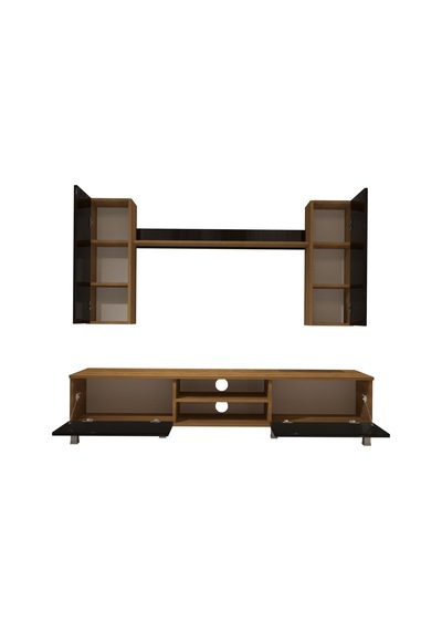 Decoraktiv Eko 5d Mdf Dvd Krom Ayaklı Tv Ünitesi Tv Sehpası Pera - Siyah