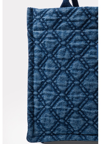 İcone Bag Kapitone Desenli Denim Kadın Çanta, Kot Kadın Çanta, El, Kol Ve Omuz Kadın Çantası Yıkamalı Kot Kot Lacivert