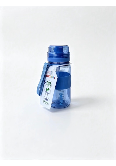 Noki Kids 400 Ml Okul Öncesi Ve İlkokul Tritan Pipetli Su Matarası Sızdırmaz Askılı Mavi