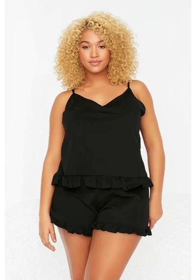 Unika Boutique Kadın Büyük Beden Şortlu Pijama Siyah