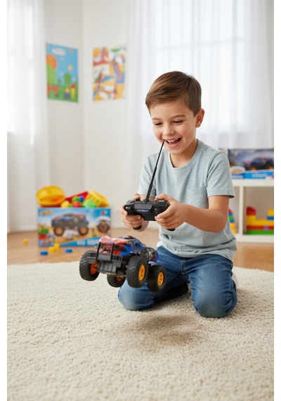 Örümcek Desenli Uzaktan Kumandalı Araba 1:20 Road King Full Fonksiyonlu Işıklı Off-road Rc Oyuncak Araba Çok Renkli