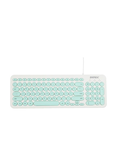 Km-01k Turkuaz Usb Yuvarlak Tuşlu 3d Mouse Combo Lc Layout Klavye + Mouse Set