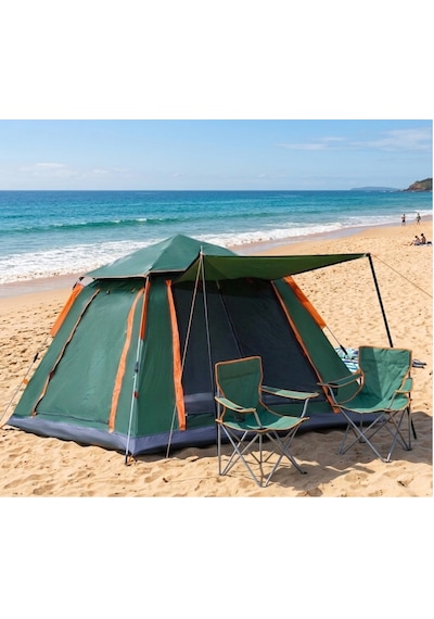 Tam Otomatik Tenteli 4-6 Kişilik 240x240x155cm Kamp Çadırı Yeşil