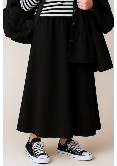 Angel&co. Girls Clothing Modest Uzun Kız Çocuk Mevsimlik Etek Siyah - 791131271 Siyah