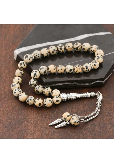 Doğaltaş Metal Püsküllü Dalmaçyalı Jasper Taşı Tesbih