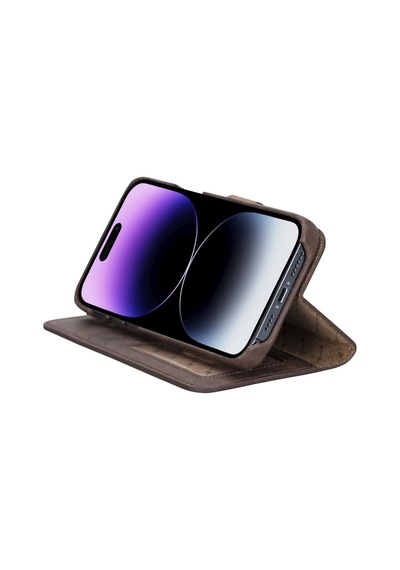 Bouletta Apple İphone 14 Pro Max Uyumlu Deri Kılıf Mw36 Tn03