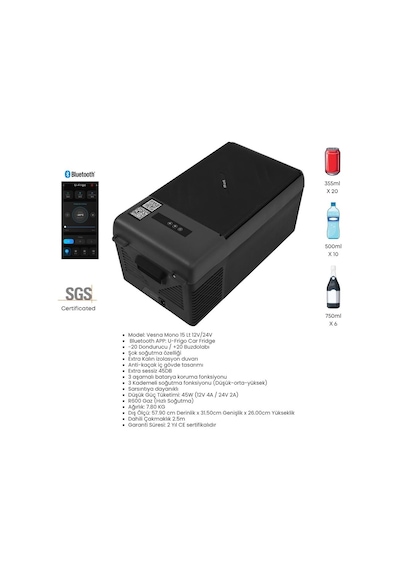U-frigo Oto Buzdolabı Vesna Mono 15lt 12v/24v