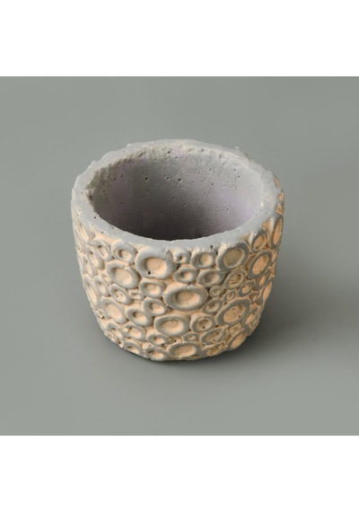 Objevii Halka Desenli Beton Saksı - Krem - 7x9 Cm Renkli