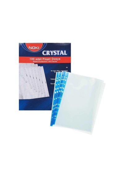 Delikli Poşet Dosya Cristal Mavi Şeritli 100'lü Diğer