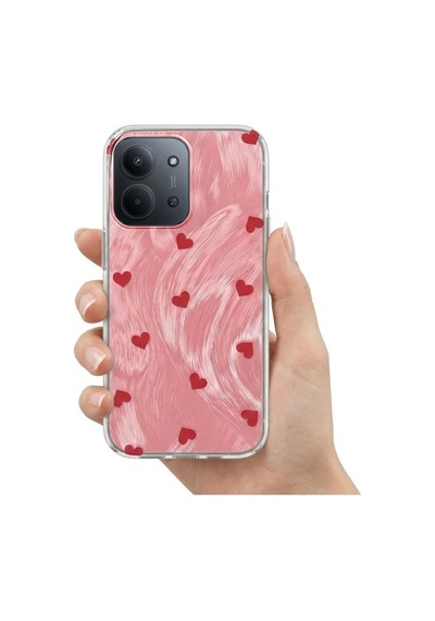 Xiaomi Redmi 15c  Kılıf Pink Heart Silikon Kılıf Kırmızı