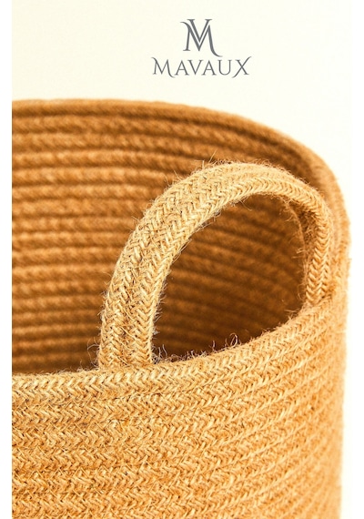 Mavaux Çok Amaçlı, 30cm-30cm Orta Boy, Yanları Saplı, Sepet, Jüt, Hasır, Dokuma Sepet, Düzenleyici Jütküçük