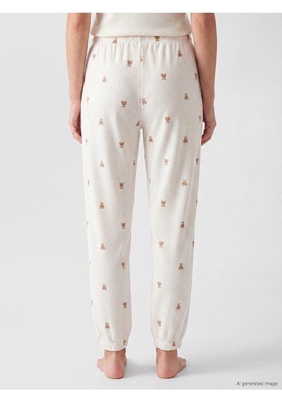 Lcw Dream Ekru Beli Lastikli Desenli Kadın Jogger Pijama Altı