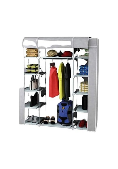 Trioport Çift Yandan Raflı Sert Plastik Pvc Profilli Bez Dolap / Gardırop/gardolap / Taşınabilir Portatif Hafif Dol Çok Renkli Trioport Çift Yandan Raflı Sert Plastik Pvc Profilli Bez Dolap / Gardırop/gardolap / Taşınabilir Portatif Hafif Dol Çok Renkli
