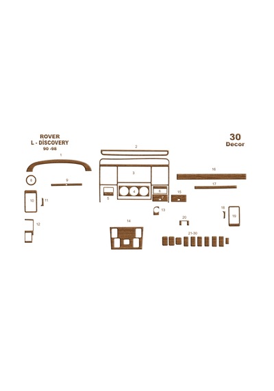 Land Rover Discovery Torpido Kaplama 1990-1998 30 Parça Açık Meşe