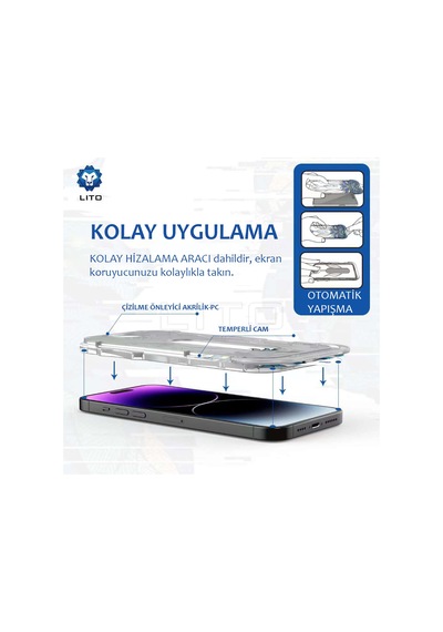 Lito D Apple Uyumlu iPhone 13 Pro Max/14 Plus Uygulama Aparatlı Ekran Koruyuc