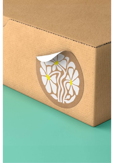 Kraft Papatya Buketi Sticker 3x3cm St2333 Çok Renkli