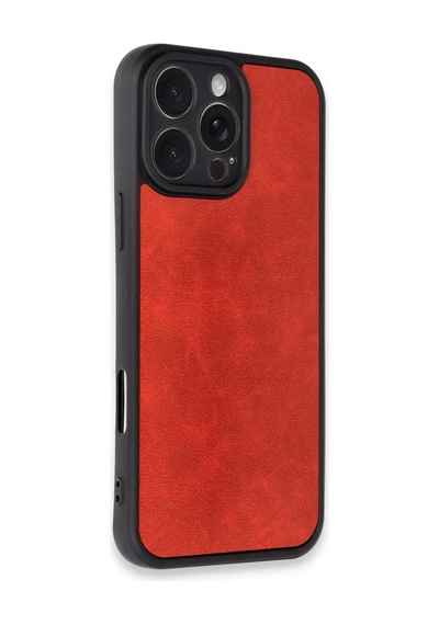 Newface Apple İphone 16 Pro Max Kılıf Aras Deri Kapak - Kırmızı