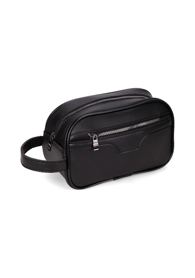 Newish Polo Erkek Deri Portföy Clutch Traş Kozmetik Bakım Ve Günlük El Çantası New366 Siyah