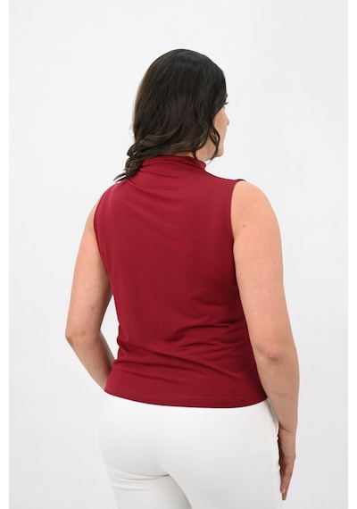 Kadın Büyük Beden Drape Detaylı Dik Yaka Bluz 1851-25 001
