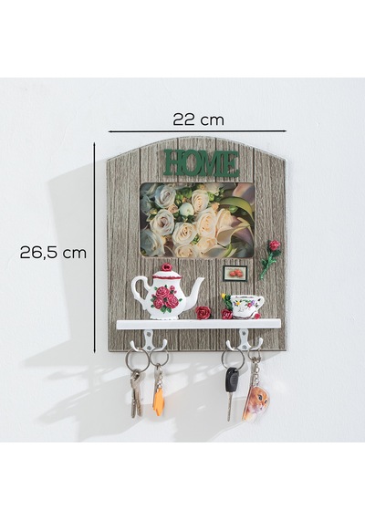 Porsima 2070 Duvara Montajlı Dekoratif Anahtarlık - Duvar Askılı Anahtar Düzenleyici 22x26,5cm Çok Renkli