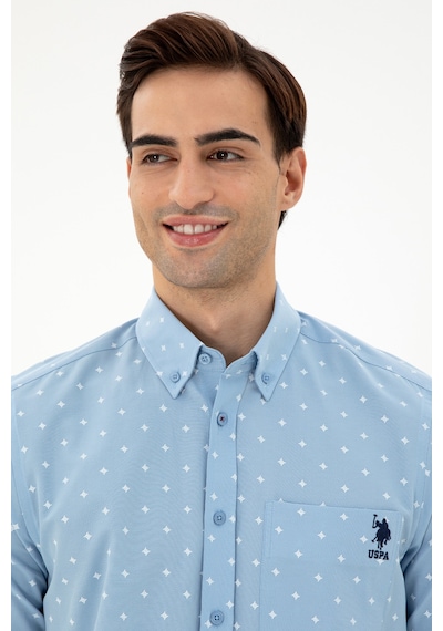U.S. Polo Assn. Erkek Açık Mavi Regular Fit Cepli Gömlek 50296606-VR003