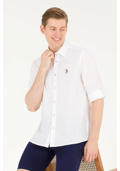 U.S. Polo Assn. Erkek Comfort Fit Düğmeli Yaka Gömlek 1570537 Bey Beyaz U.S. Polo Assn. Erkek Comfort Fit Düğmeli Yaka Gömlek 1570537 Bey Beyaz