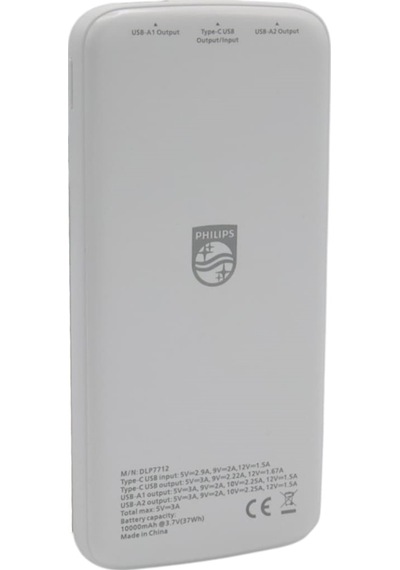 Philips Dlp7712cb 10.000mah Pd Hızlı Şarj Dijital Ekranlı Beyaz Powerbank Çok Renkli