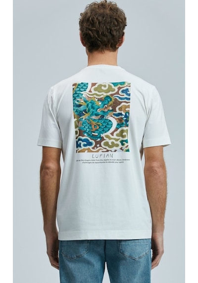 Lufian 111020242 Valor Modern Grafik T- Shirt Erkek Tişort Beyaz