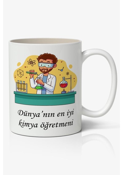 Dünyanın En İyi Kimya Öğretmeni - Öğretmenler Günü Temalı Baskılı Kupa Bardak Baskılı Kahve Kupa Bardak Beyaz