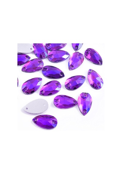 Gymo Premium Kalite Altı Düz Delikli Dikme Kristal Taş Teardrop 10.5 18mm P45 Dark Amethyst Ab 28 Adet