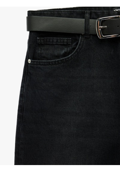 Koton Normal Bel Cepli Pamuklu Kemerli Vintage Straight Fit Jean Pantolon Siyah 6sam40363nd Koton Normal Bel Cepli Pamuklu Kemerli Vintage Straight Fit Jean Pantolon Siyah 6sam40363nd