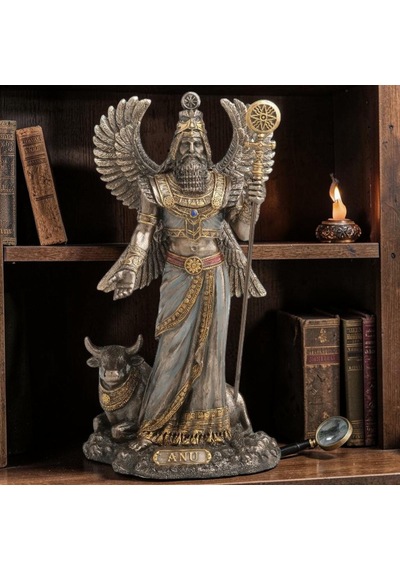Dekoratif Anu Biblo Wise Veronese Poliresin Mezopotamya Gök Tanrısı Figürü 23 Cm .