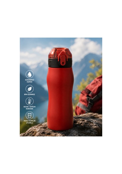 750 Ml Çelik Matara 5 Renk Seçeneği Kırmızı