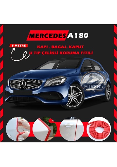 Mercedes A180 Oto Araç Kapı Koruma Fitili 5metre Parlak Kırmızı Renk