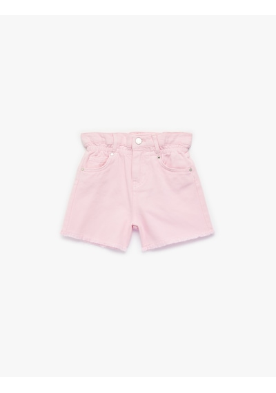 Koton Pamuklu Cepli Yüksek Bel Denim Şort Pembe 6skg40005ad Gül