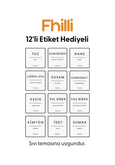 Nova - 4'lü Bambu Vakum Kapaklı Etiket Hediyeli Cam Saklama Kabı Baharatlık Seti 350 Ml Diğer