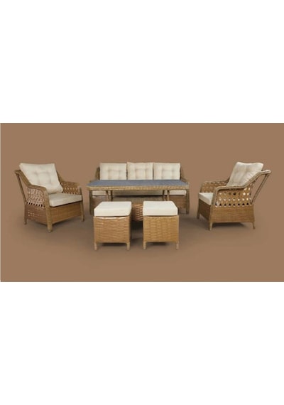 Menekşe 3+1+1+2puf+masa Rattan Bahçe Balkon Mobilyası, 7 Kişilik Bahçe Takımı Ceviz-krem Ceviz - Krem Menekşe 3+1+1+2puf+masa Rattan Bahçe Balkon Mobilyası, 7 Kişilik Bahçe Takımı Ceviz-krem Ceviz - Krem