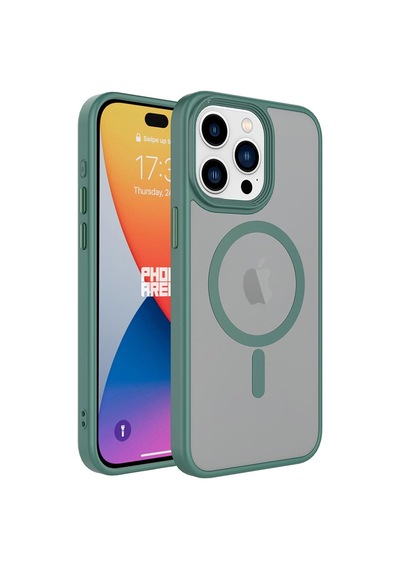 Apple Uyumlu iPhone 15 Pro Max Kılıf Mat Arka Yüzey Wireless Şarj Özellikli Flet Magsafe