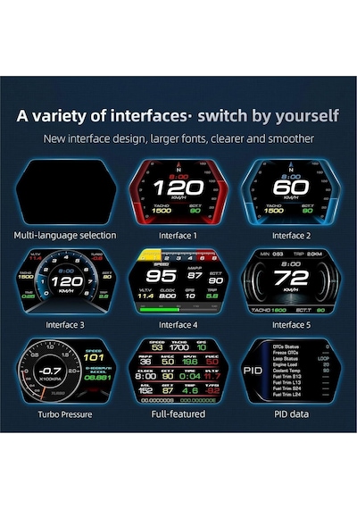 P17 Hız Ölçer Hud Obd2 Araç Bilgisayarı Gps Çift Sistemli Dijital Kilometre Su Yağ Sıcaklığı