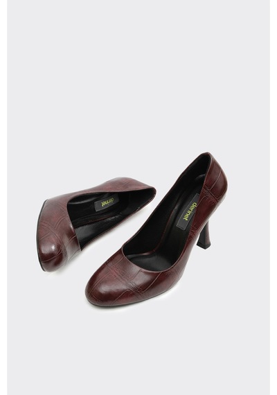 Derinet Helen Klasik Topuklu Ayakkabı Bordo Bordo